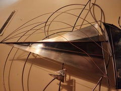 Mid-Century Sailboat Brass Sculptural Wall Art by C. Jere