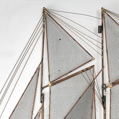 Mid Century Sailing Ship Wall Sculpture by Curtis Jere