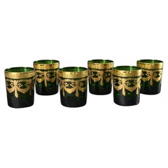 Lot de six verres de couleur verte, style Saint Louis du milieu du siècle