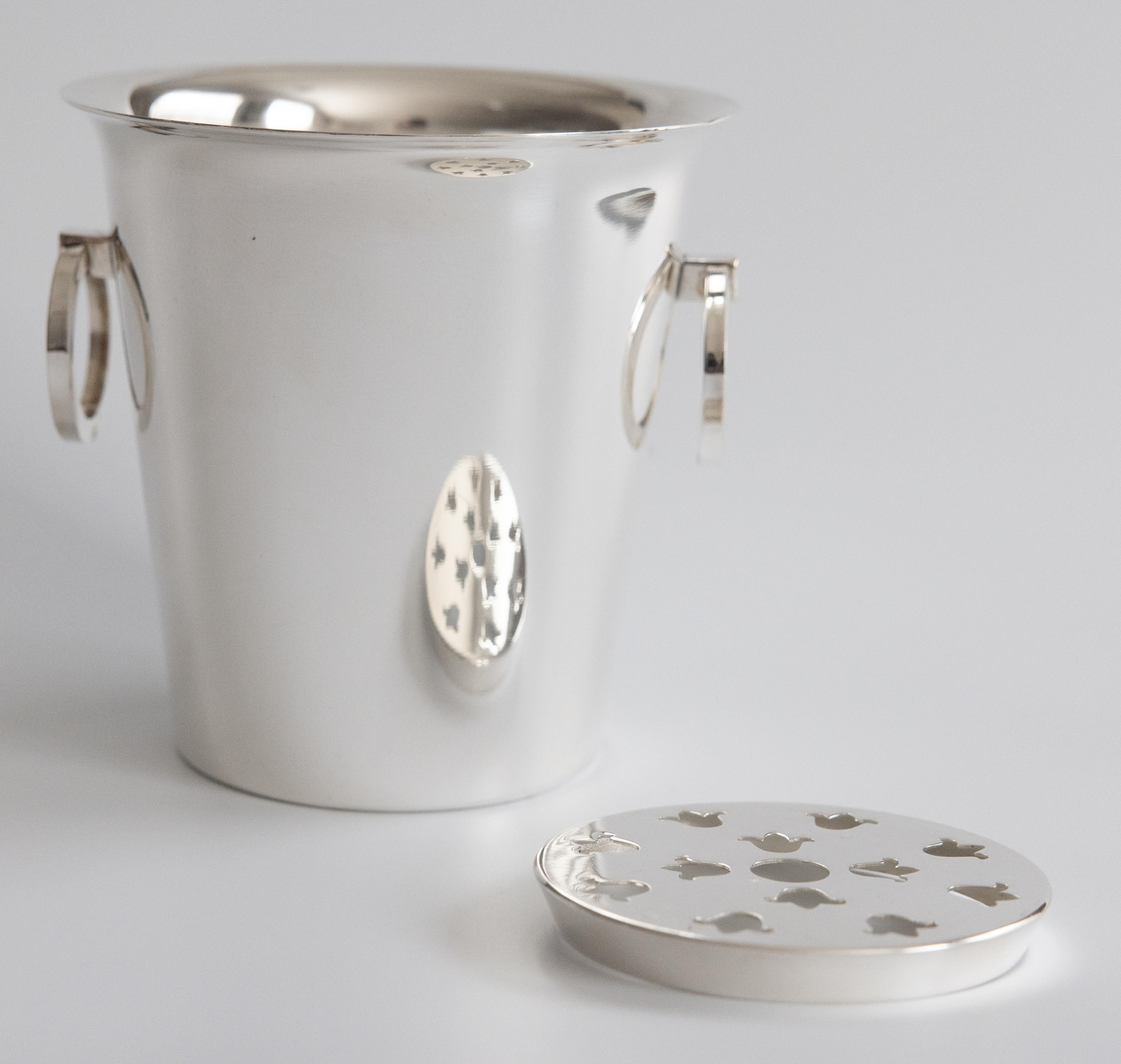Mid Century Saint Medard French Silver Plate Champagne Bucket & Ice Bucket For Sale 11