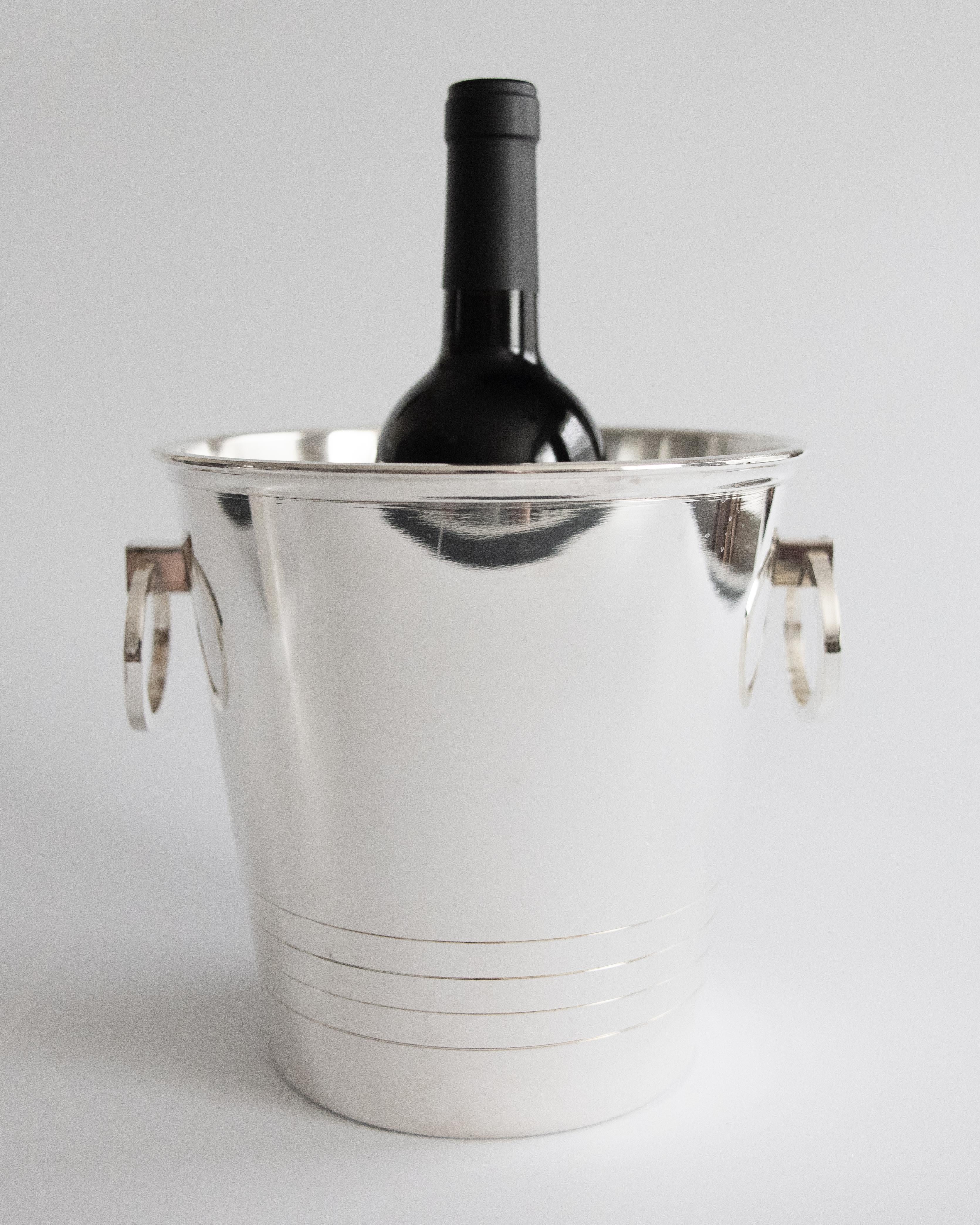 Plated Mid Century Saint Medard French Silver Plate Champagne Bucket & Ice Bucket For Sale