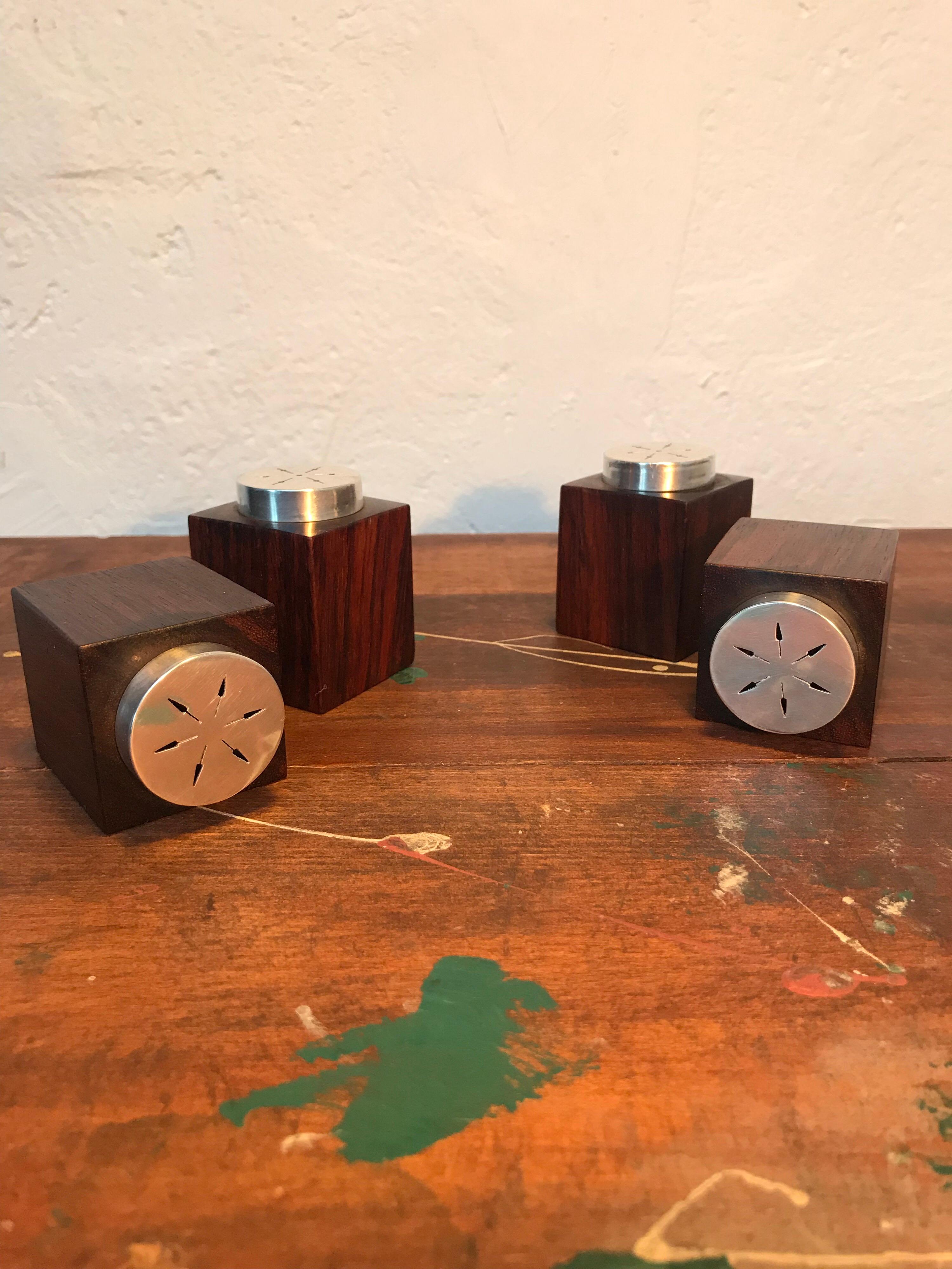 Mid-Century Modern Midcentury Salt and Pepper Shakers in Sterling Sliver