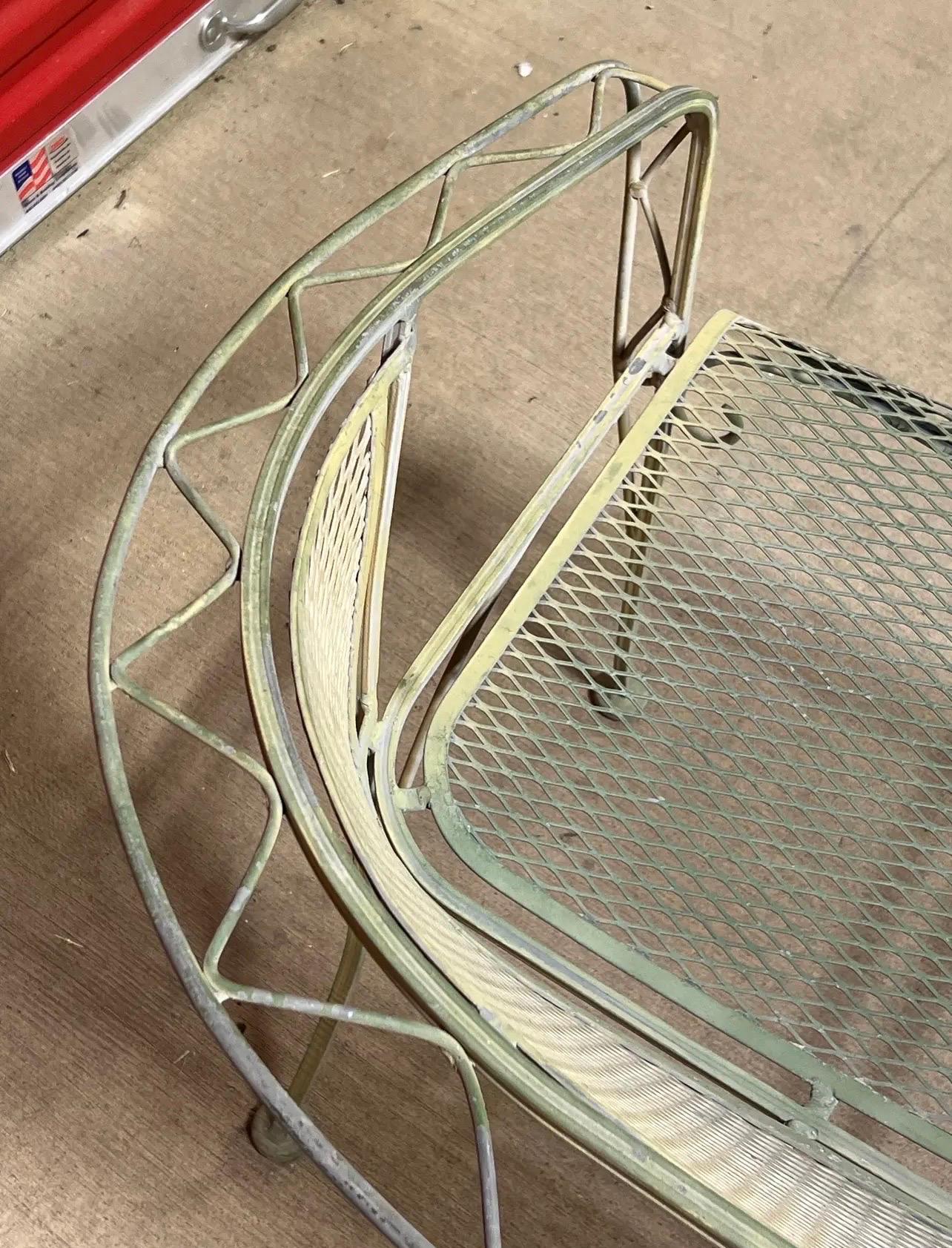 Mid Century Salterini Iron Zig Zag Settee, Attributed 3