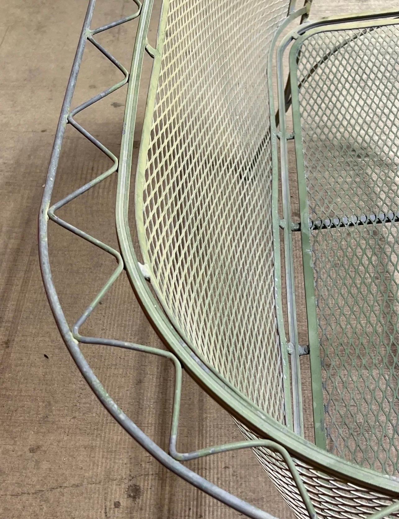 American Mid Century Salterini Iron Zig Zag Settee, Attributed
