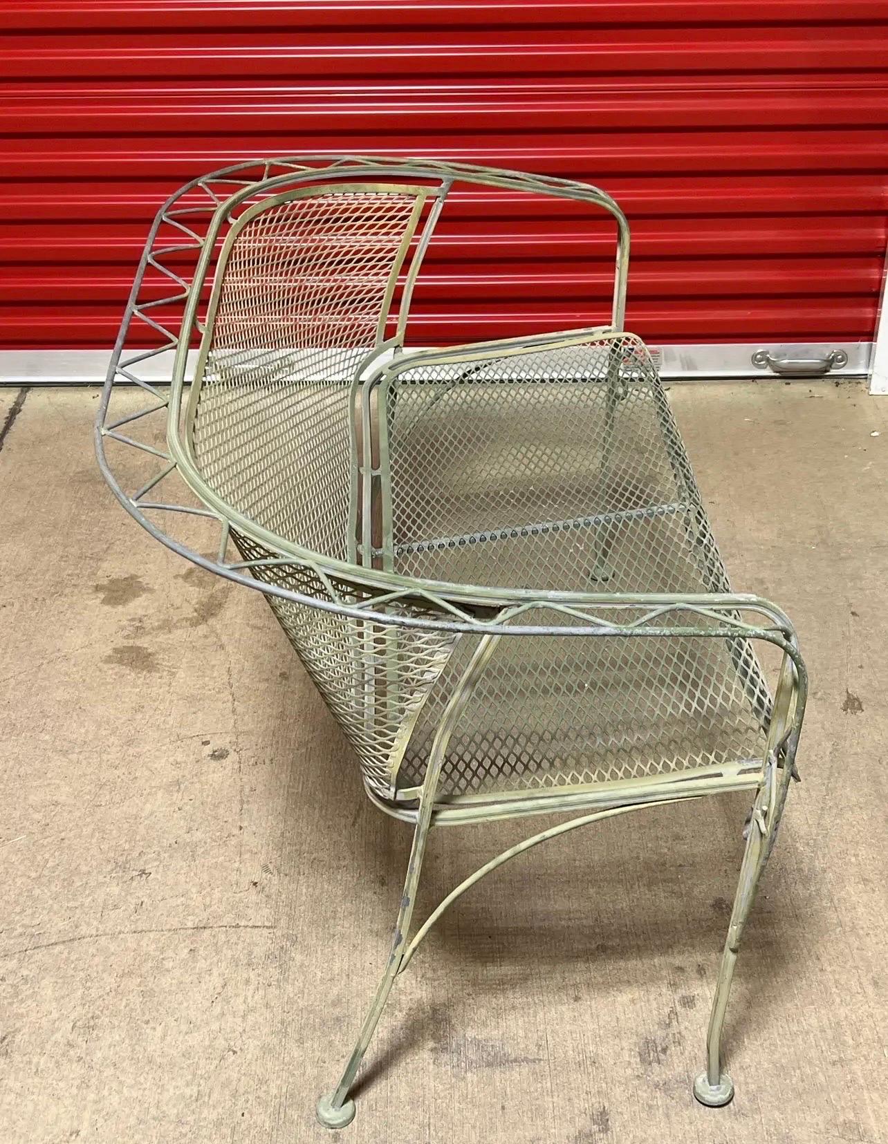 Mid Century Salterini Iron Zig Zag Settee, Attributed 1