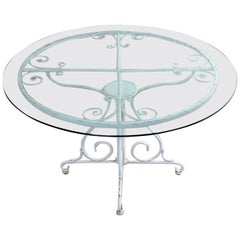 Midcentury Salterini Style Wrought Iron Round Patio Table