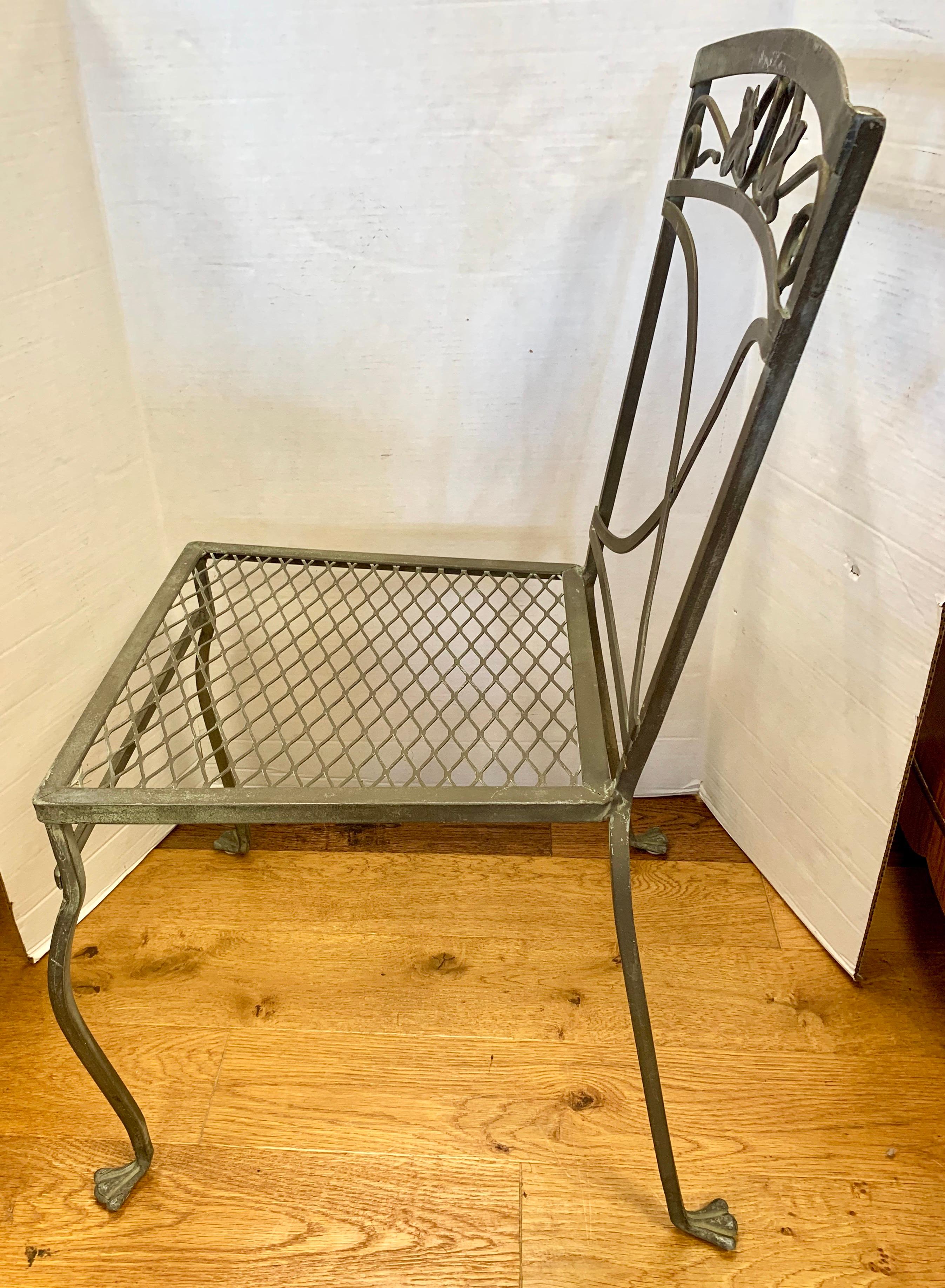 Midcentury Salterini Wrought Iron Dining Set, Table and 6 Chairs, 1950s In Good Condition In West Hartford, CT