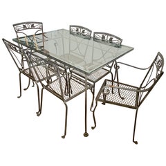 Midcentury Salterini Wrought Iron Dining Set, Table and 6 Chairs, 1950s