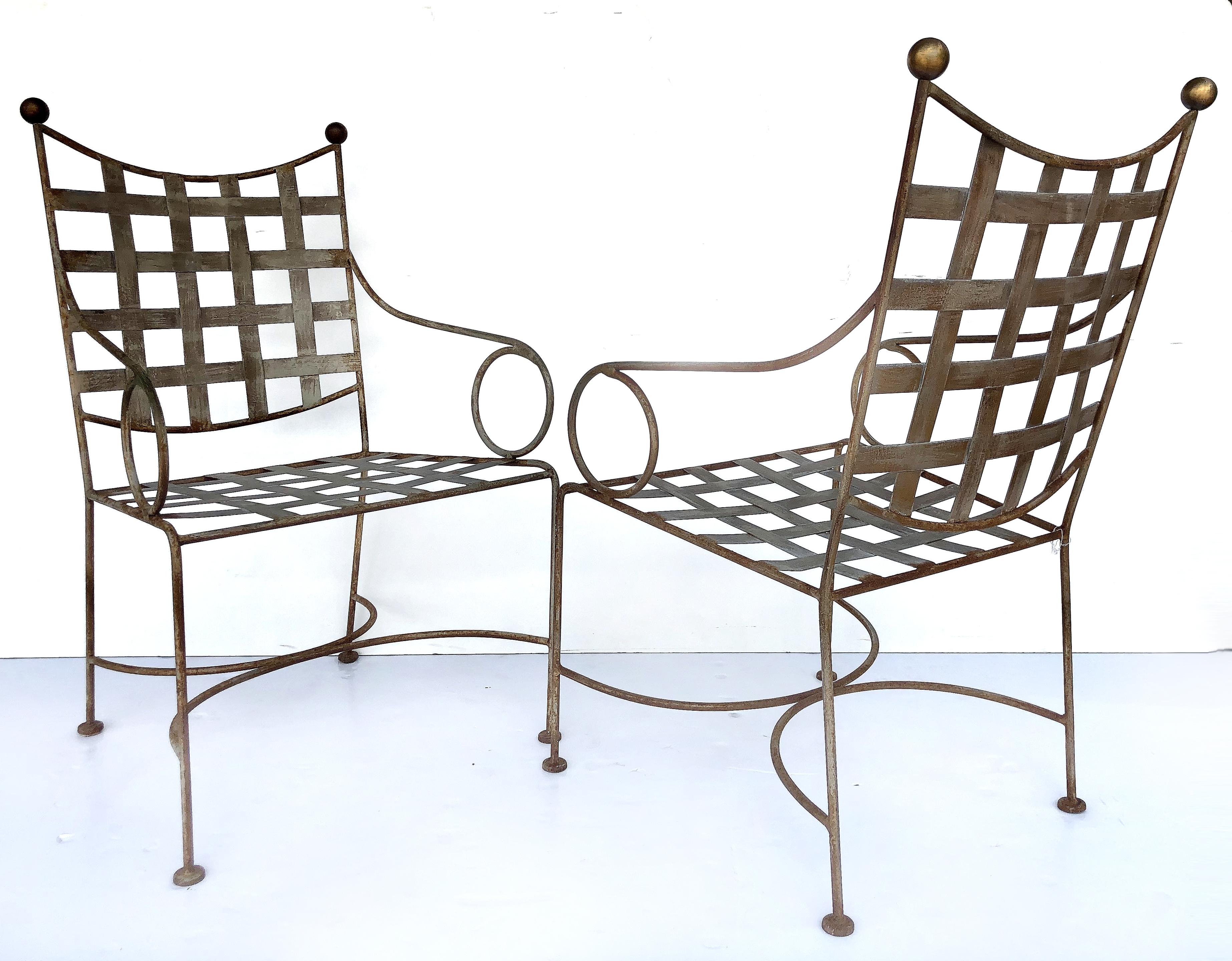 Midcentury Salterini Wrought Iron Garden Chairs, Pair In Good Condition In Miami, FL
