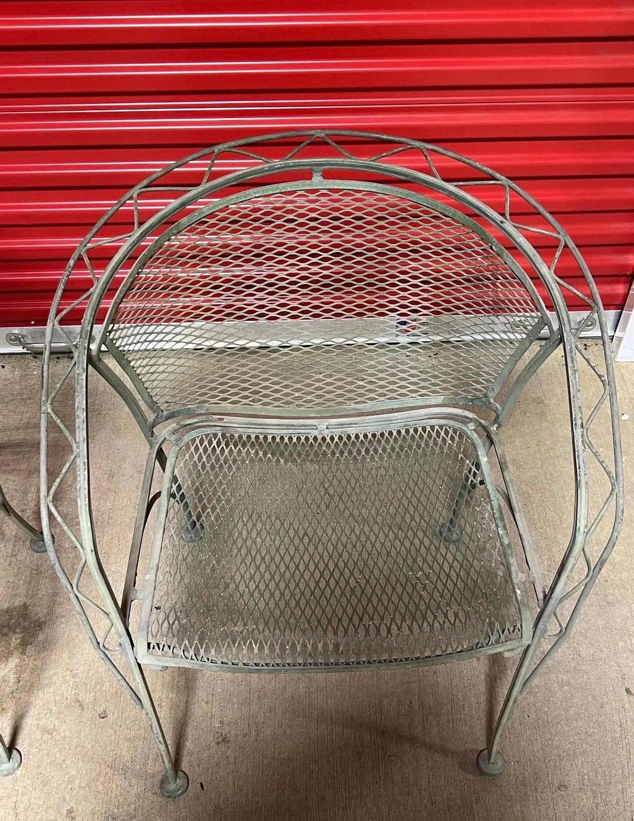 American Mid Century Salterini Zig Zag Barrel Back Patio Chairs, Attributed - a Pair