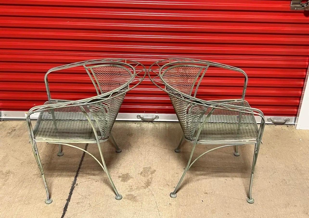 Mid-20th Century Mid Century Salterini Zig Zag Barrel Back Patio Chairs, Attributed - a Pair