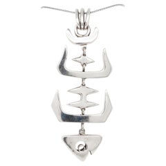 Mid-Century Salvador Mexican Sterling Silver Articulated Fish Skeleton Pendant