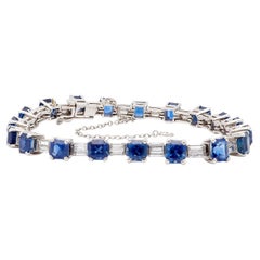 Midcentury Sapphire and Diamond Platinum Bracelet