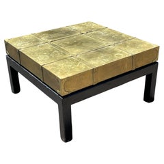 Mid-Century Sarreid Brass & Walnut Coffee Table