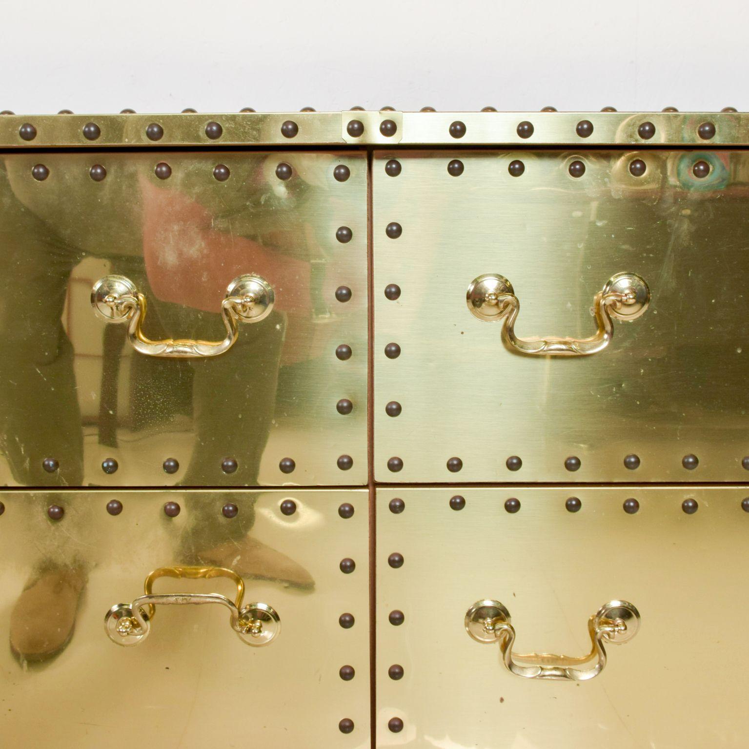 Midcentury Sarreid Ltd from Spain, Brass Double Dresser Studded Nail Head, 1970s 2