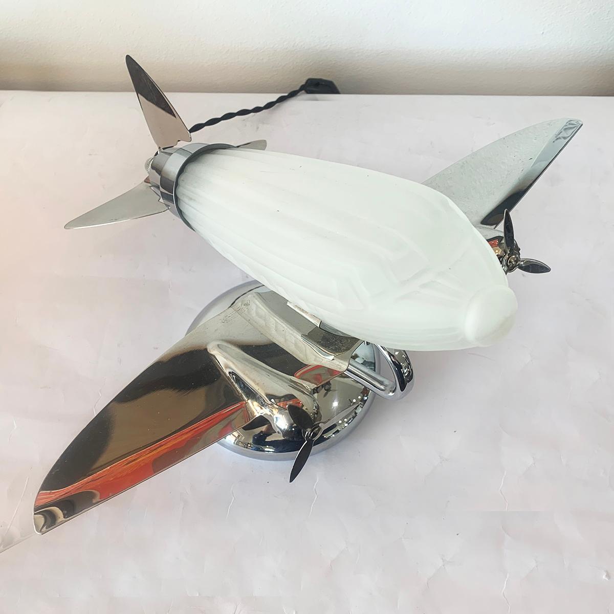 art deco airplane lamp