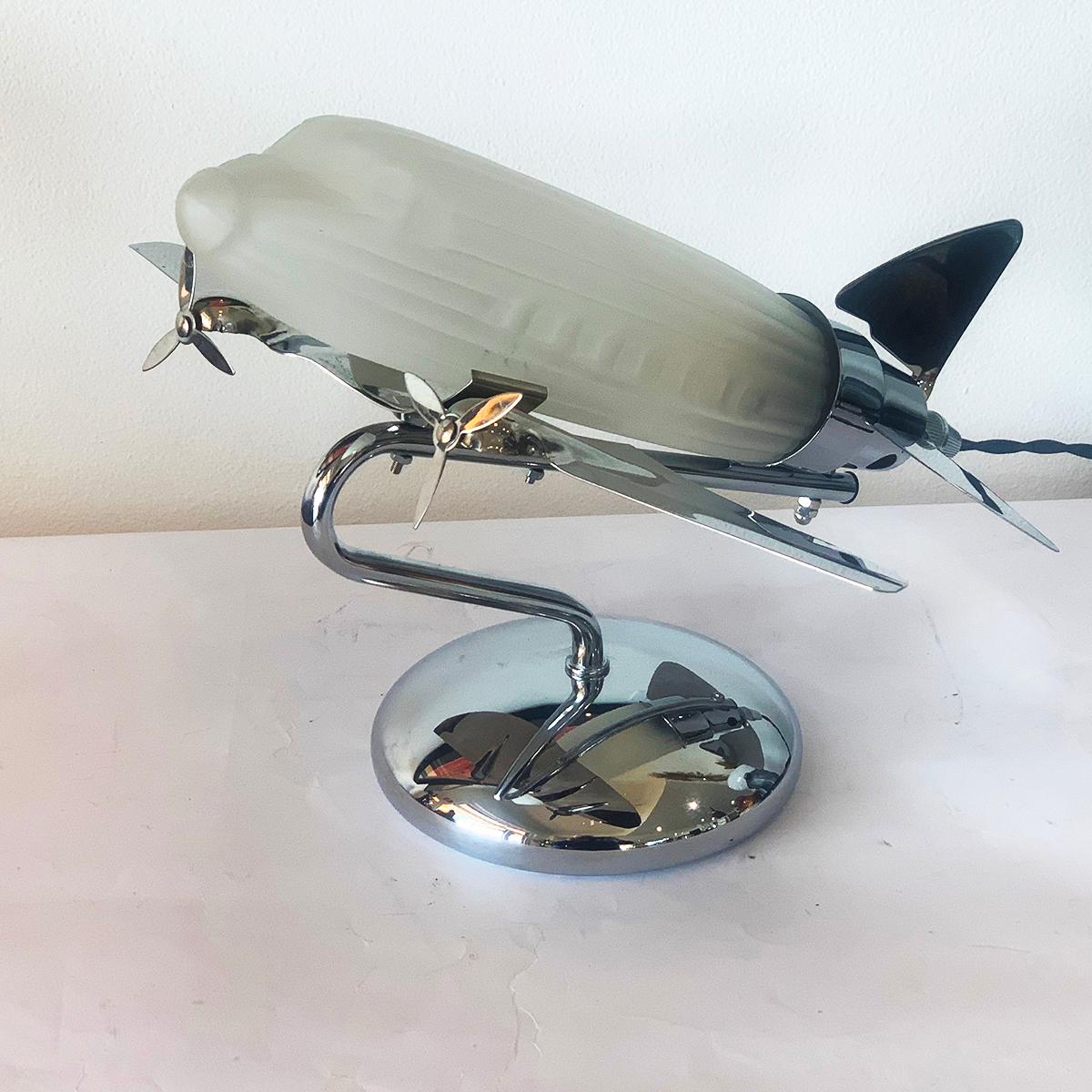 Art Deco Midcentury Sarsparilla Co. Airplane Lamp Light For Sale