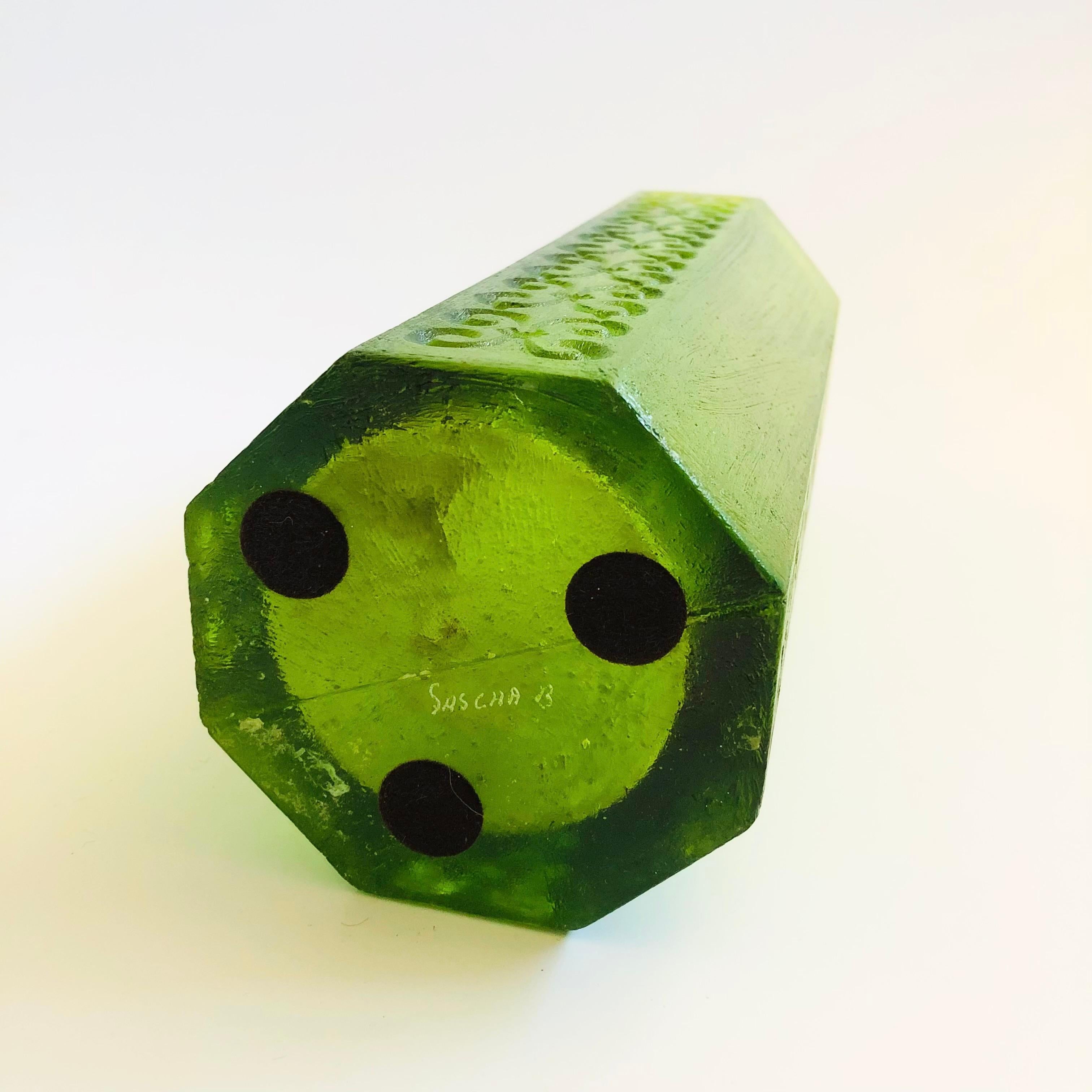 Mid Century Sascha Brastoff Green Resin Candle Holder or Vase In Good Condition In Fairfield, CA
