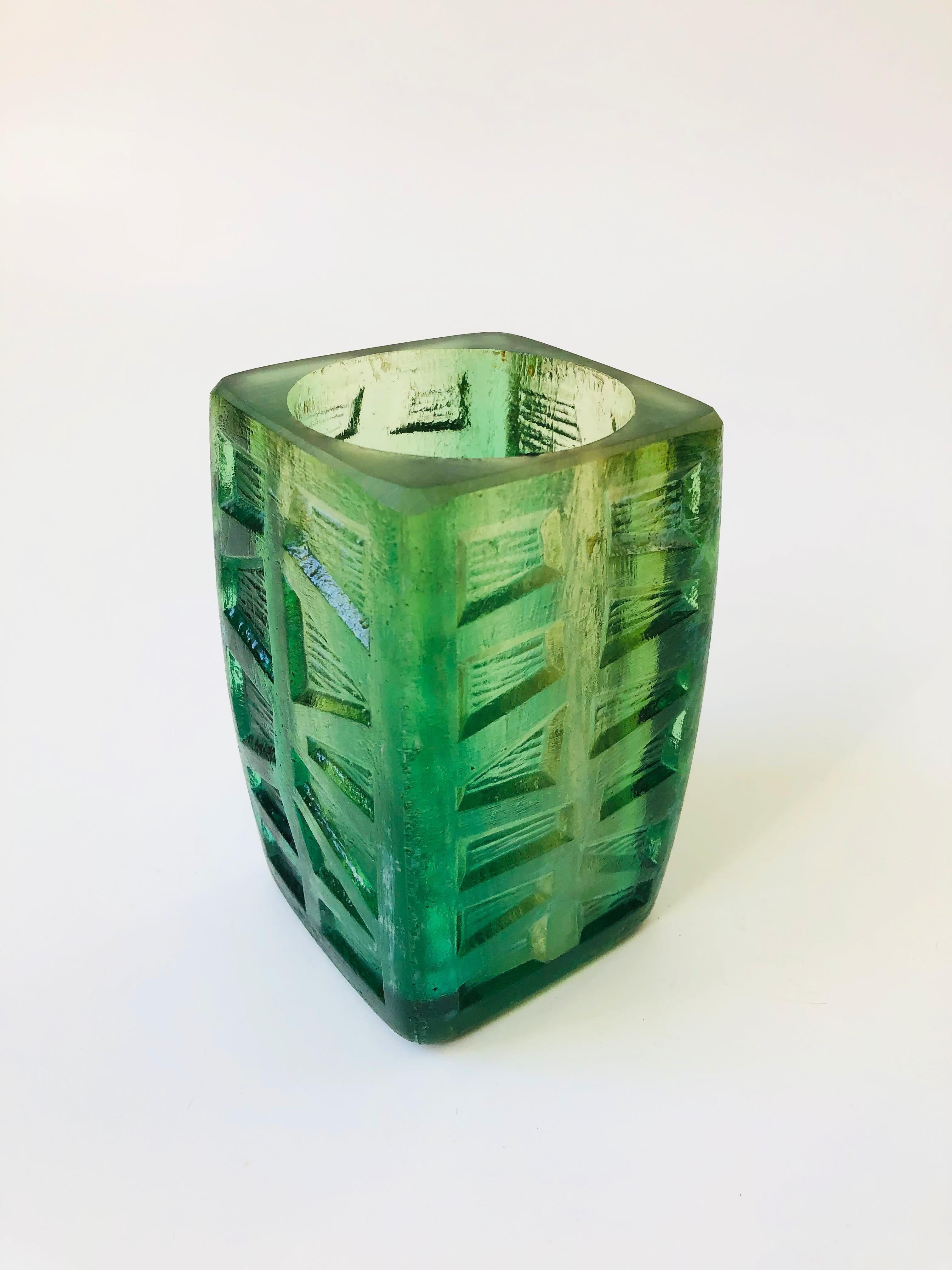 Mid-Century Sascha Brastoff Green Resin Candle Holder or Vase 2