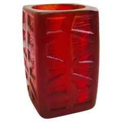 Mid Century Sascha Brastoff Red Resin Candle Holder or Vase