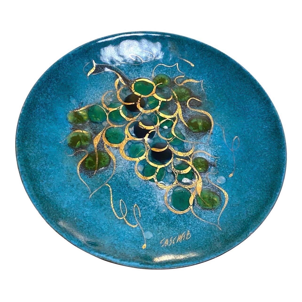 Mid-Century Sascha Brastoff Signed Enamel Plate For Sale