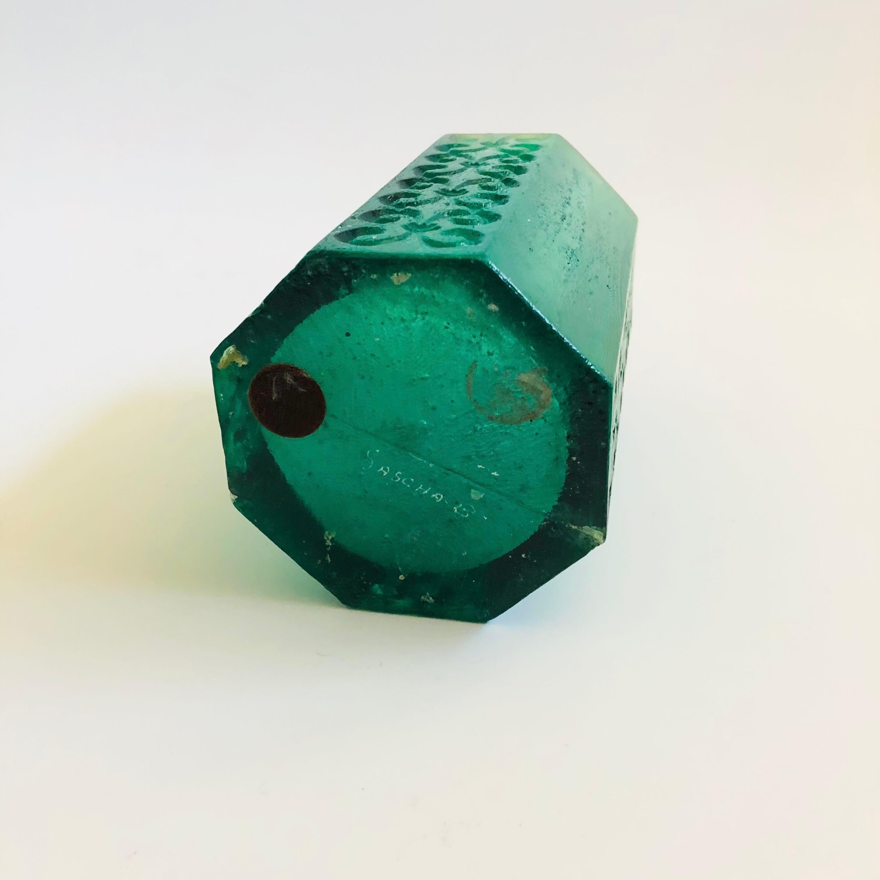 Mid Century Sascha Brastoff Teal Resin Candle Holder or Vase In Good Condition For Sale In Fairfield, CA