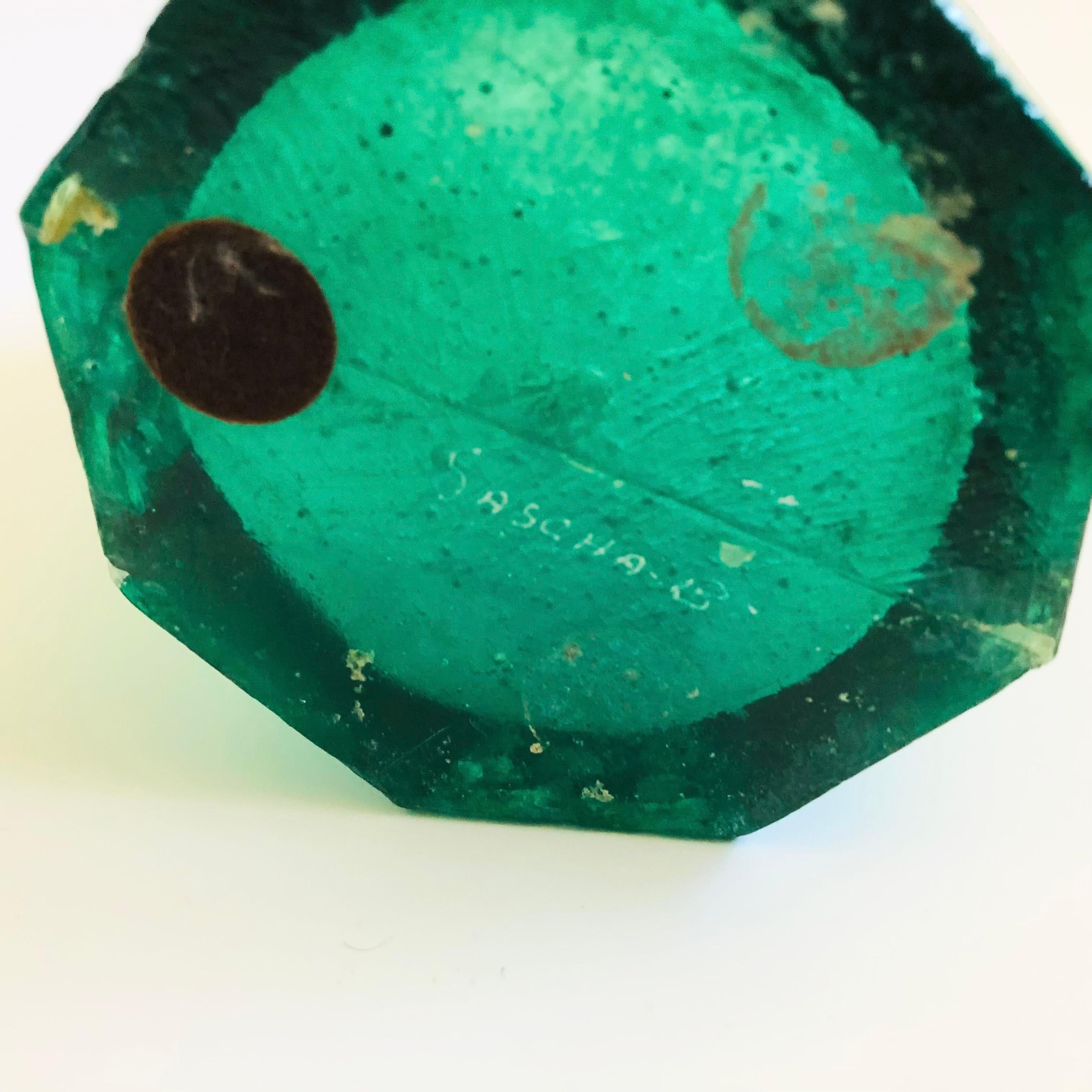 20th Century Mid Century Sascha Brastoff Teal Resin Candle Holder or Vase For Sale