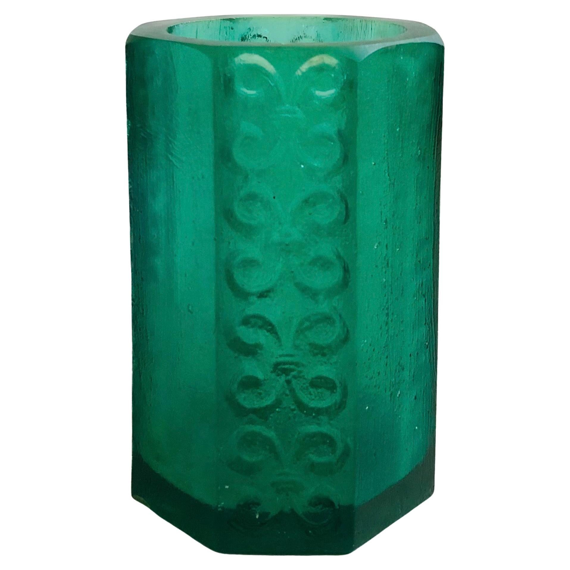 Mid Century Sascha Brastoff Teal Resin Candle Holder or Vase