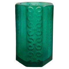 Mid Century Sascha Brastoff Teal Resin Candle Holder or Vase
