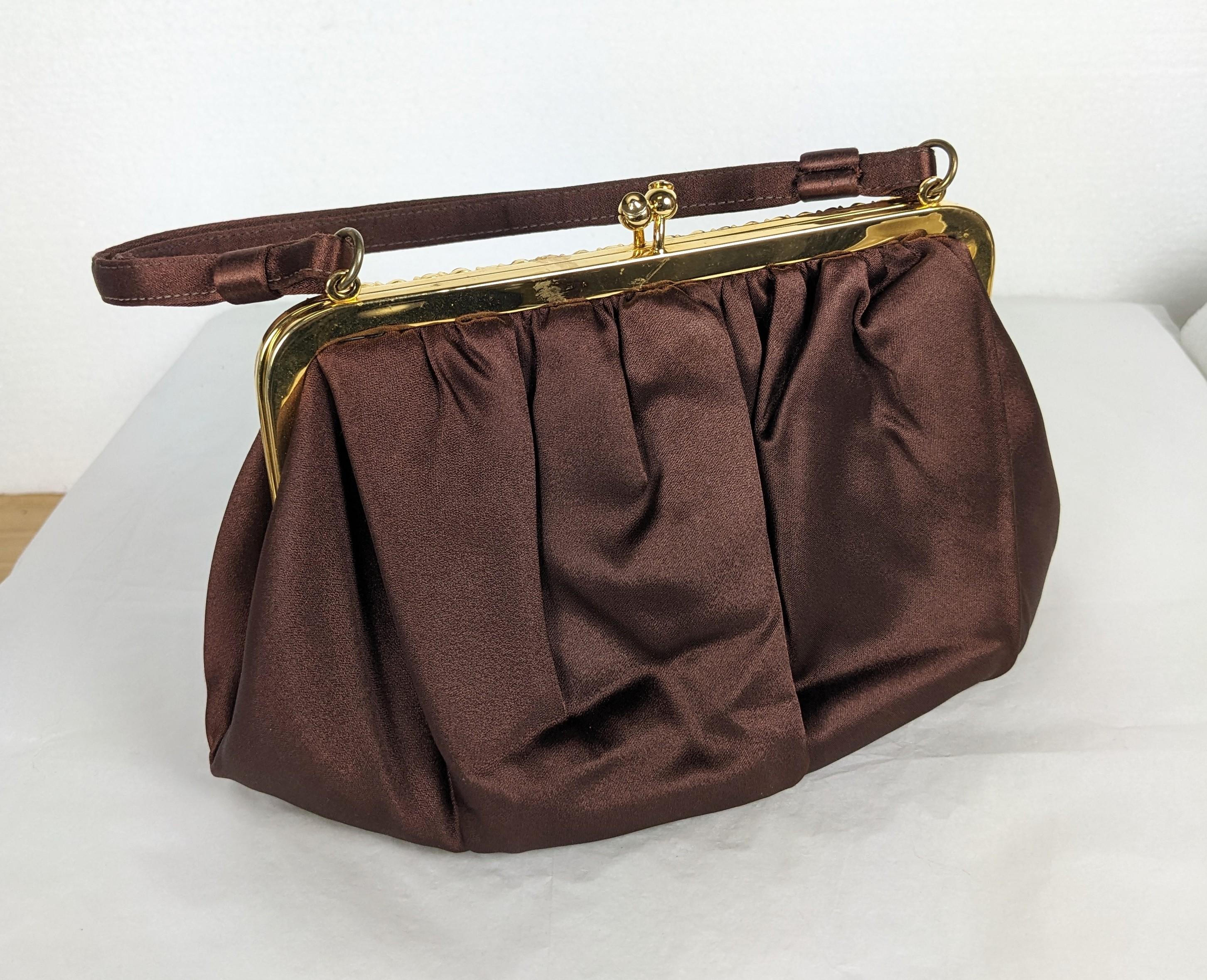 Mid Century Satin and Crystal Purse In Good Condition For Sale In New York, NY