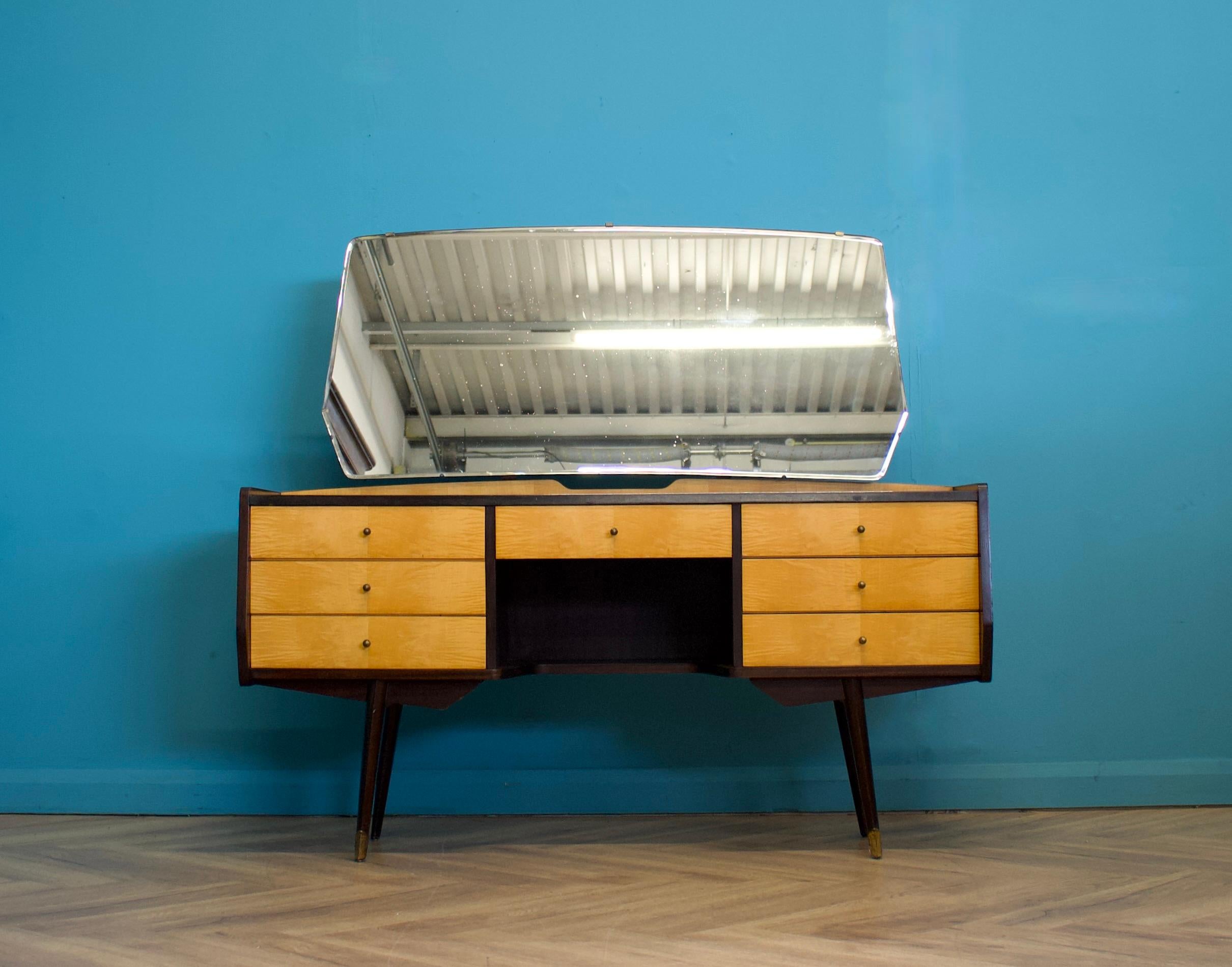 Mid-Century Modern Mid Century Satin Birch & Walnut Dressing Table from Times Furnishings, 1960s For Sale