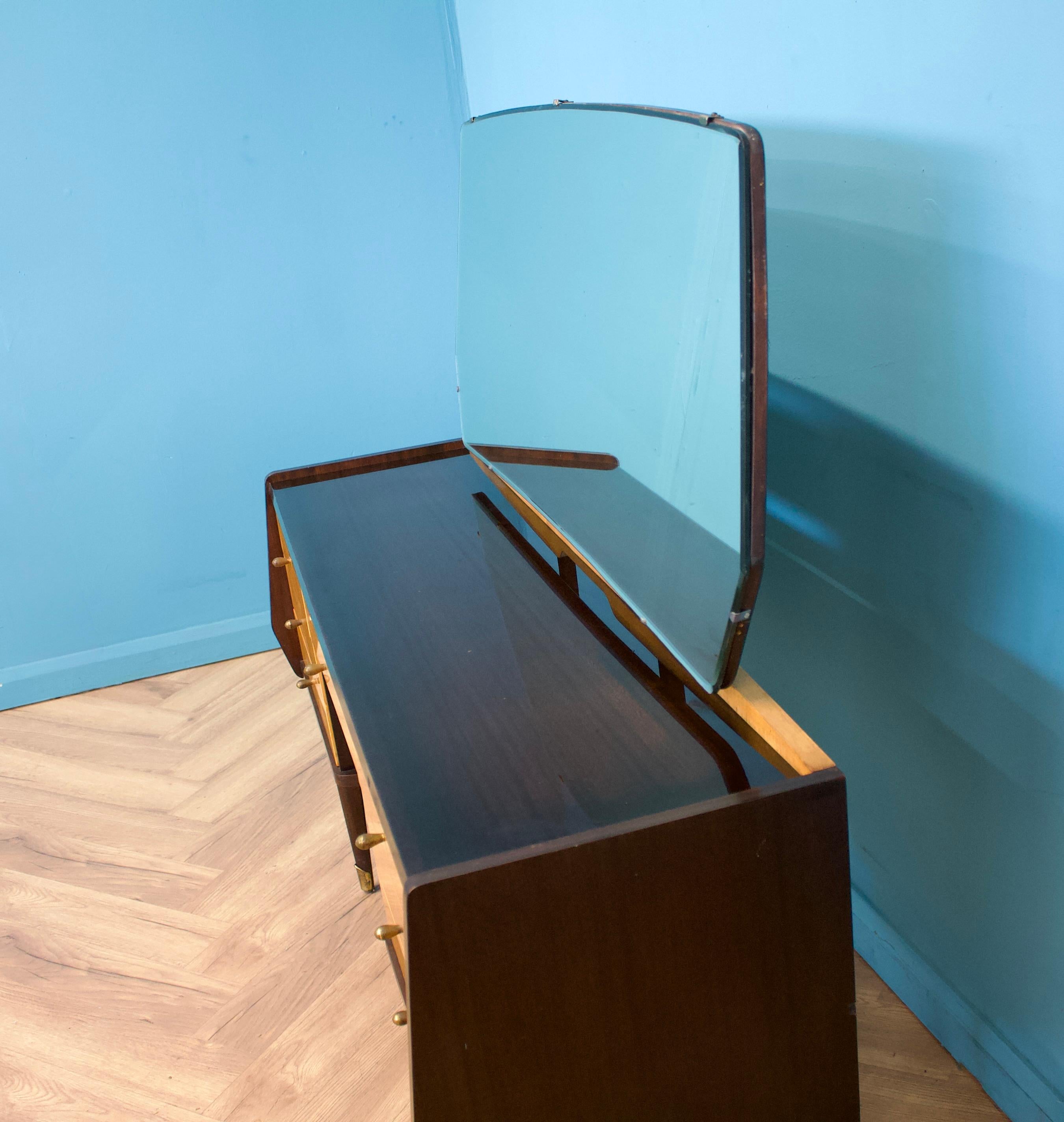 Mid Century Satin Birch & Walnut Dressing Table from Times Furnishings, 1960s In Good Condition For Sale In South Shields, GB