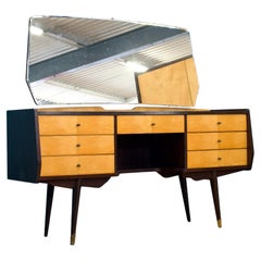 Mid Century Satin Birch & Walnut Dressing Table from Times Furnishings, 1960s