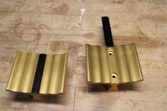 Mid-Century Satin Brass Handles Italian Design, 1950, Gold and Black