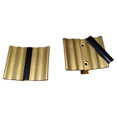 Mid-Century Satin Brass Handles Italian Design, 1950, Gold and Black