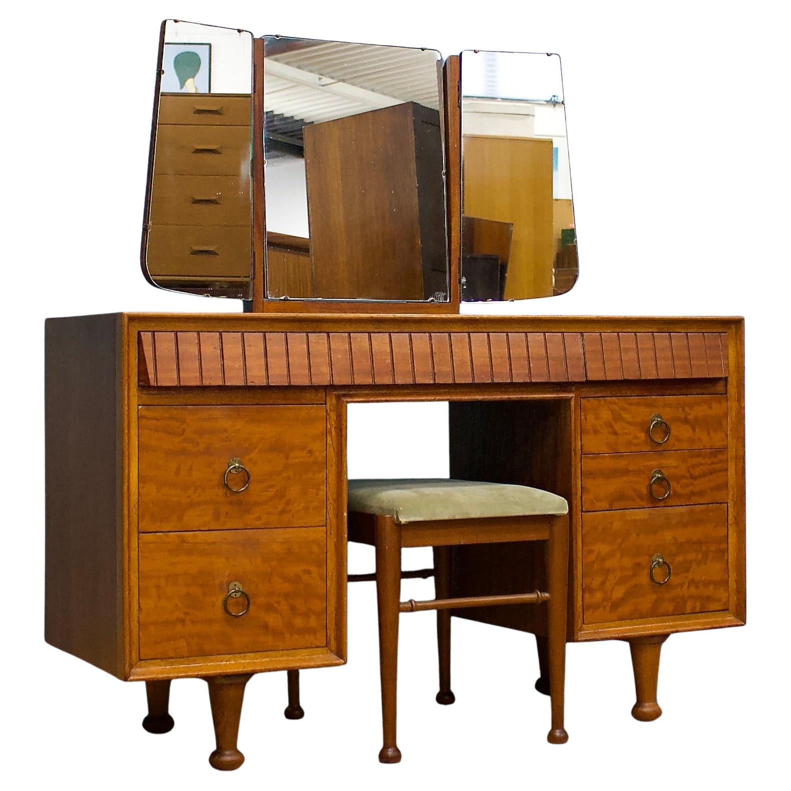 Mid Century Satinwood Dressing Table by Andrew Milne for Heals, 1950s
