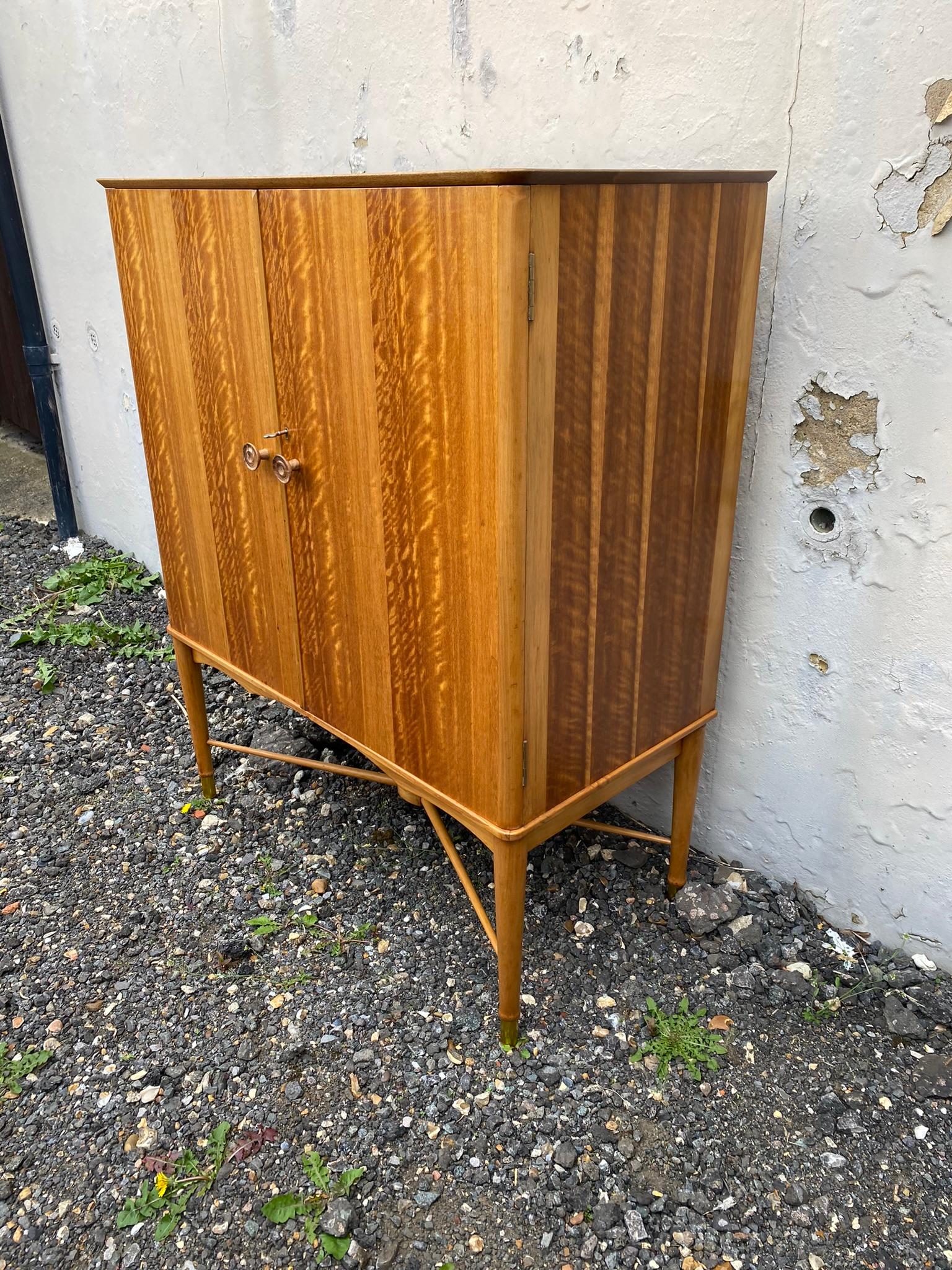 Mid-Century Modern Mid-Century Satinwood Tallboy Cabinet for Heals, Utility Furniture, 1950s For Sale