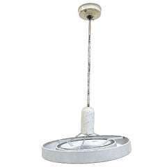 Mid-Century Saturn Ceiling Steel 20" Hooded Pendant by Kurt Versen, 6 Available