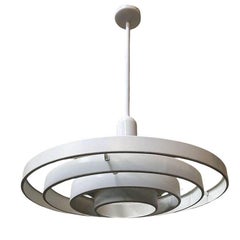 Mid-Century "Saturn" Ceiling Steel 20" Pendant by Kurt Versen, 22 Available