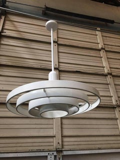 Midcentury "Saturn" Ceiling Steel 20" Pendant by Kurt Versen,