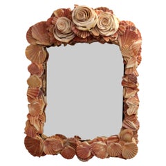 Mid-Century Scallop Shell Mirror on Antique Frame - Coastal Elegance, French