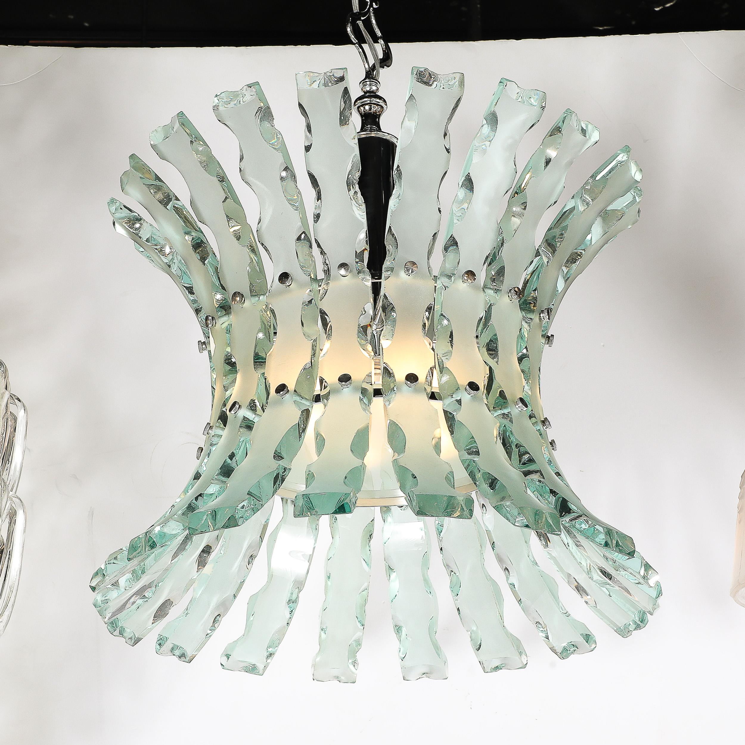 Mid-Century Scalloped  Glass Chandeliers by Quattro Zero for Fontana Arte 3