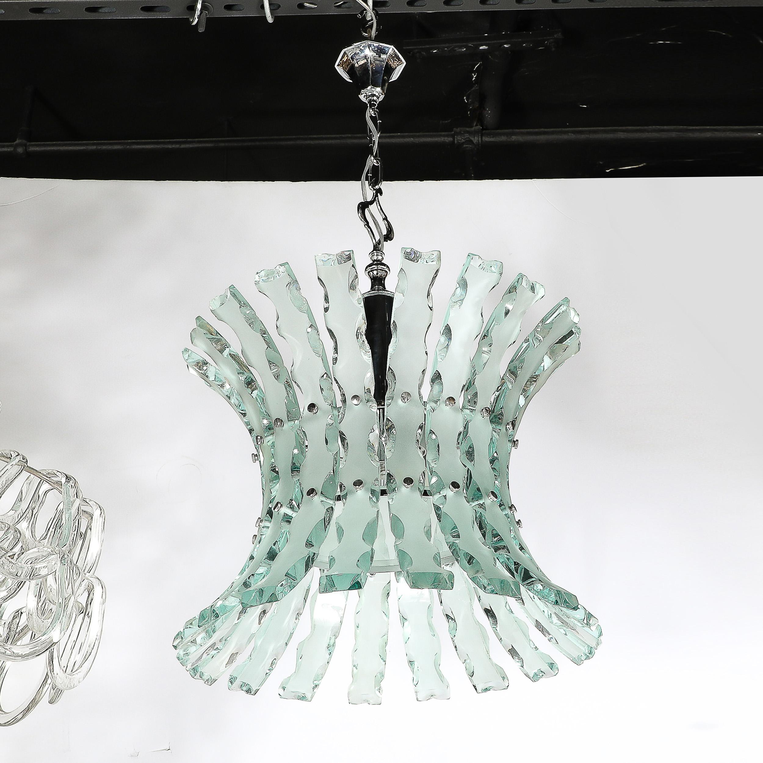 Mid-Century Scalloped  Glass Chandeliers by Quattro Zero for Fontana Arte 5