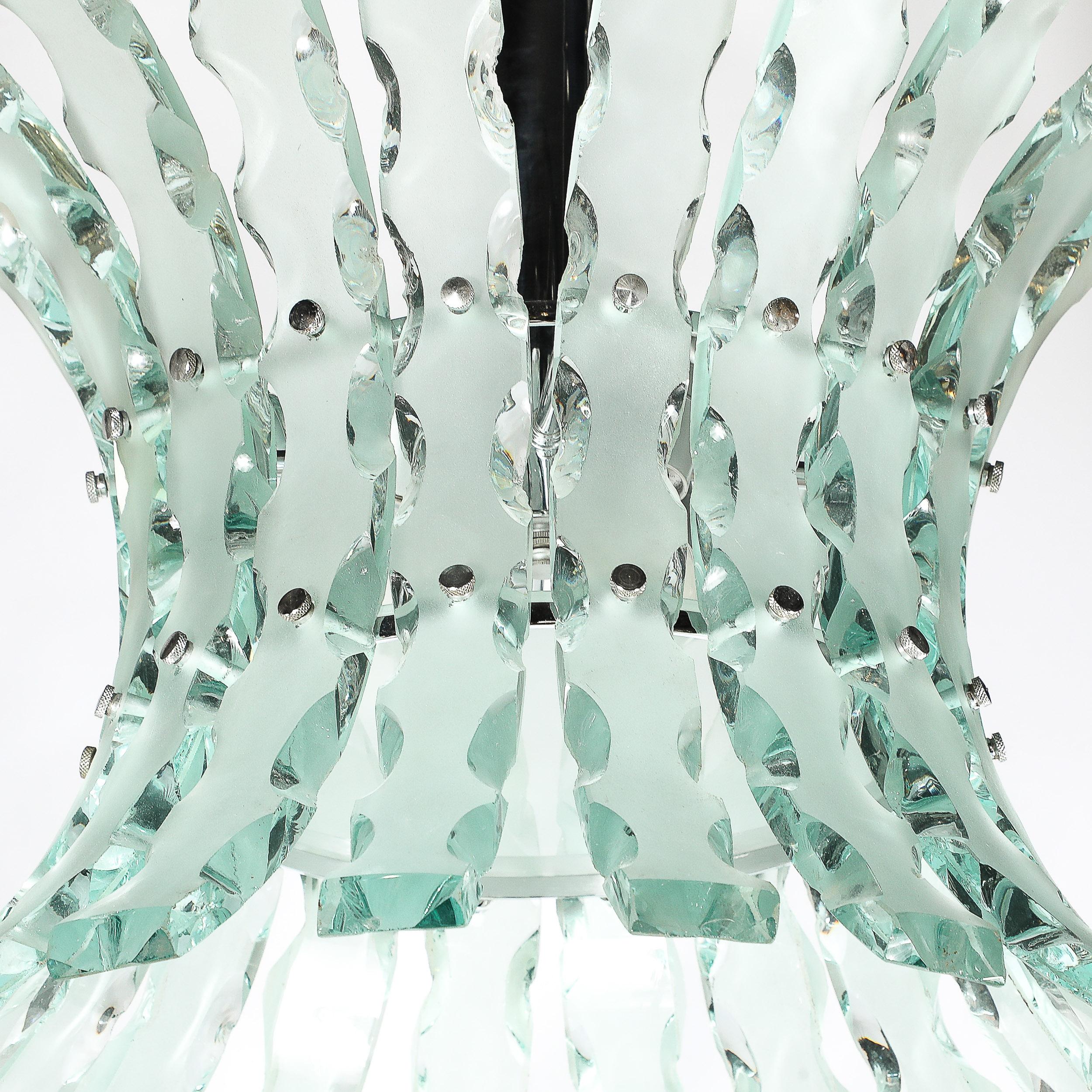 Mid-Century Scalloped  Glass Chandeliers by Quattro Zero for Fontana Arte 6