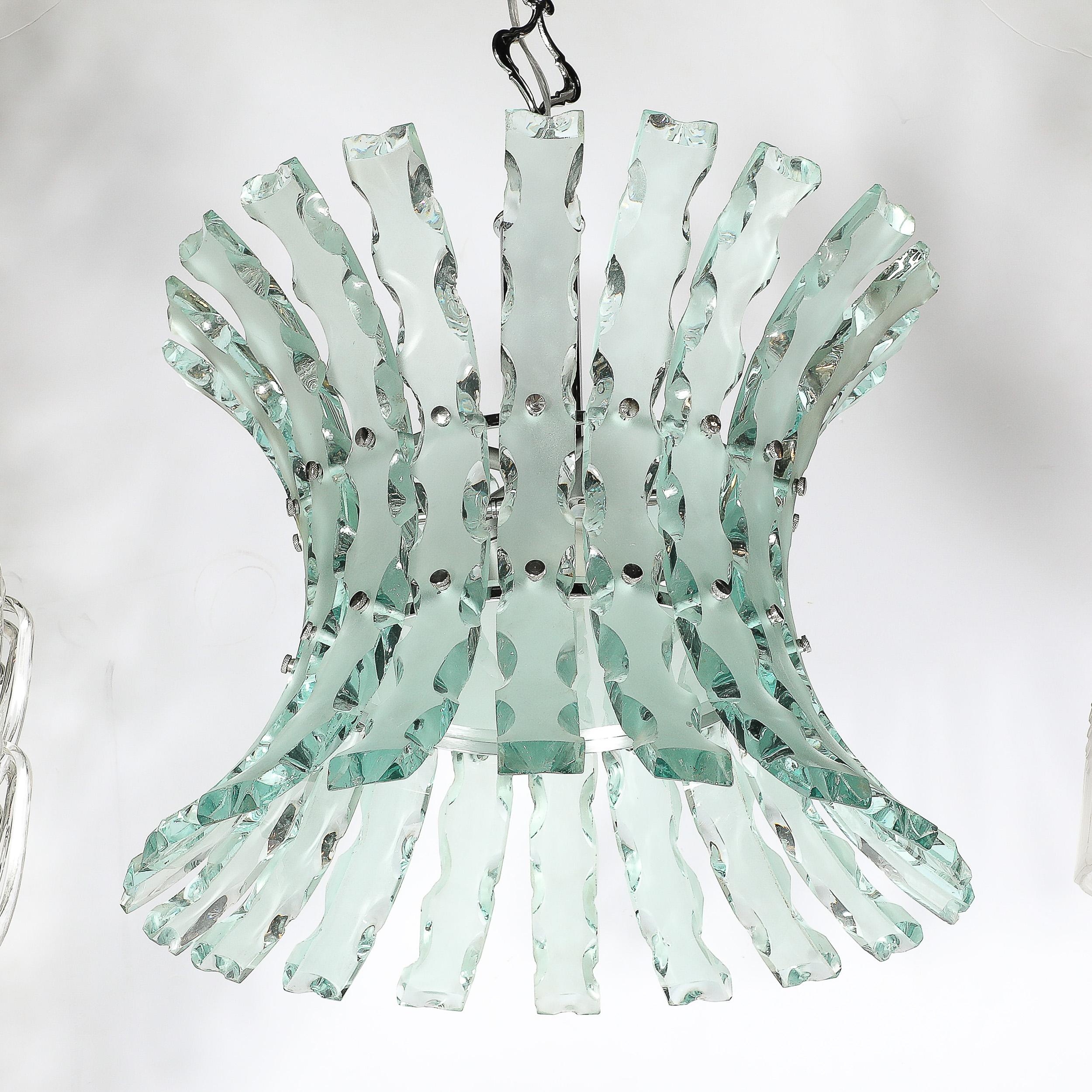 Mid-Century Scalloped  Glass Chandeliers by Quattro Zero for Fontana Arte 8