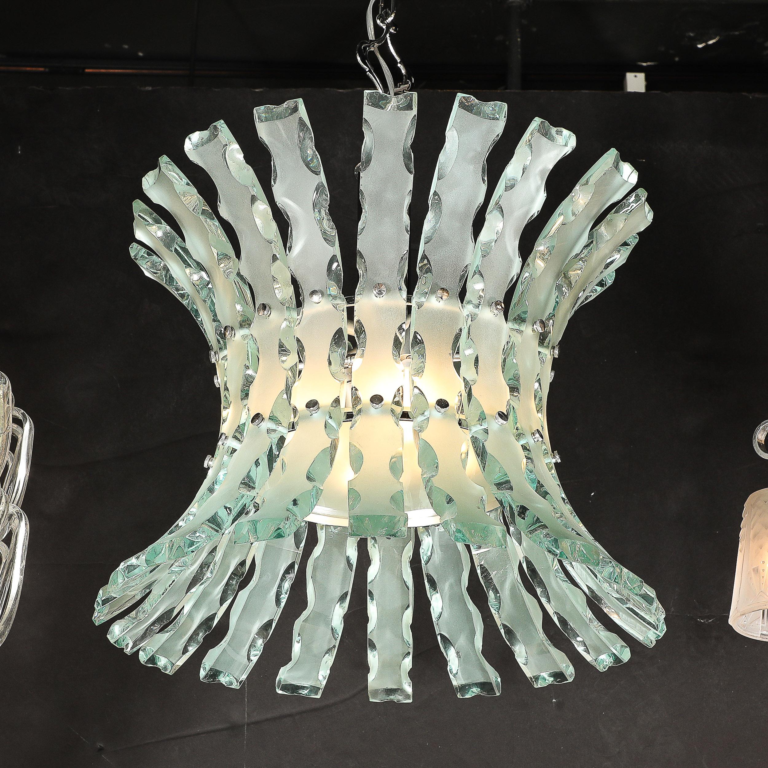 Mid-Century Scalloped  Glass Chandeliers by Quattro Zero for Fontana Arte 9