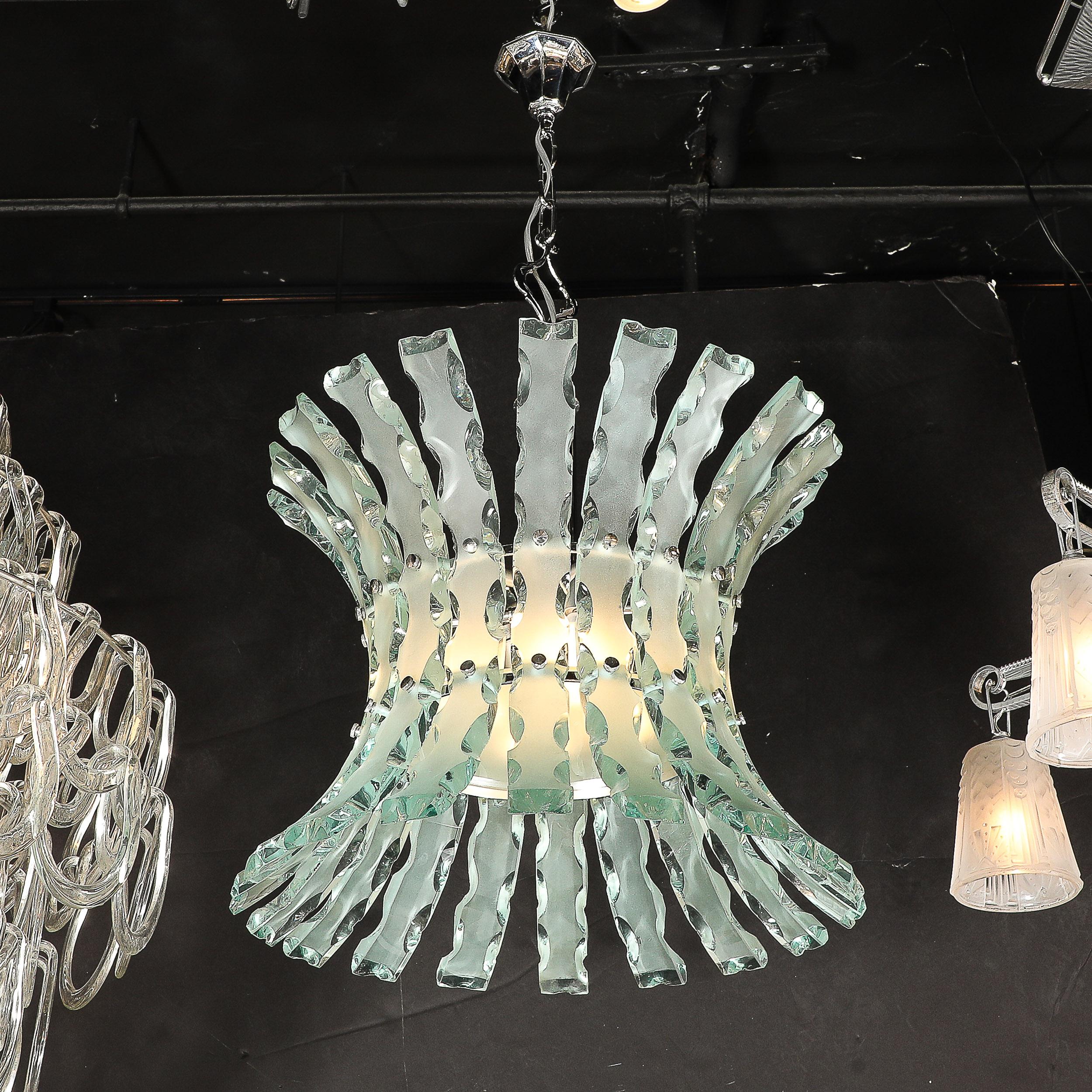 Mid-Century Scalloped  Glass Chandeliers by Quattro Zero for Fontana Arte 10