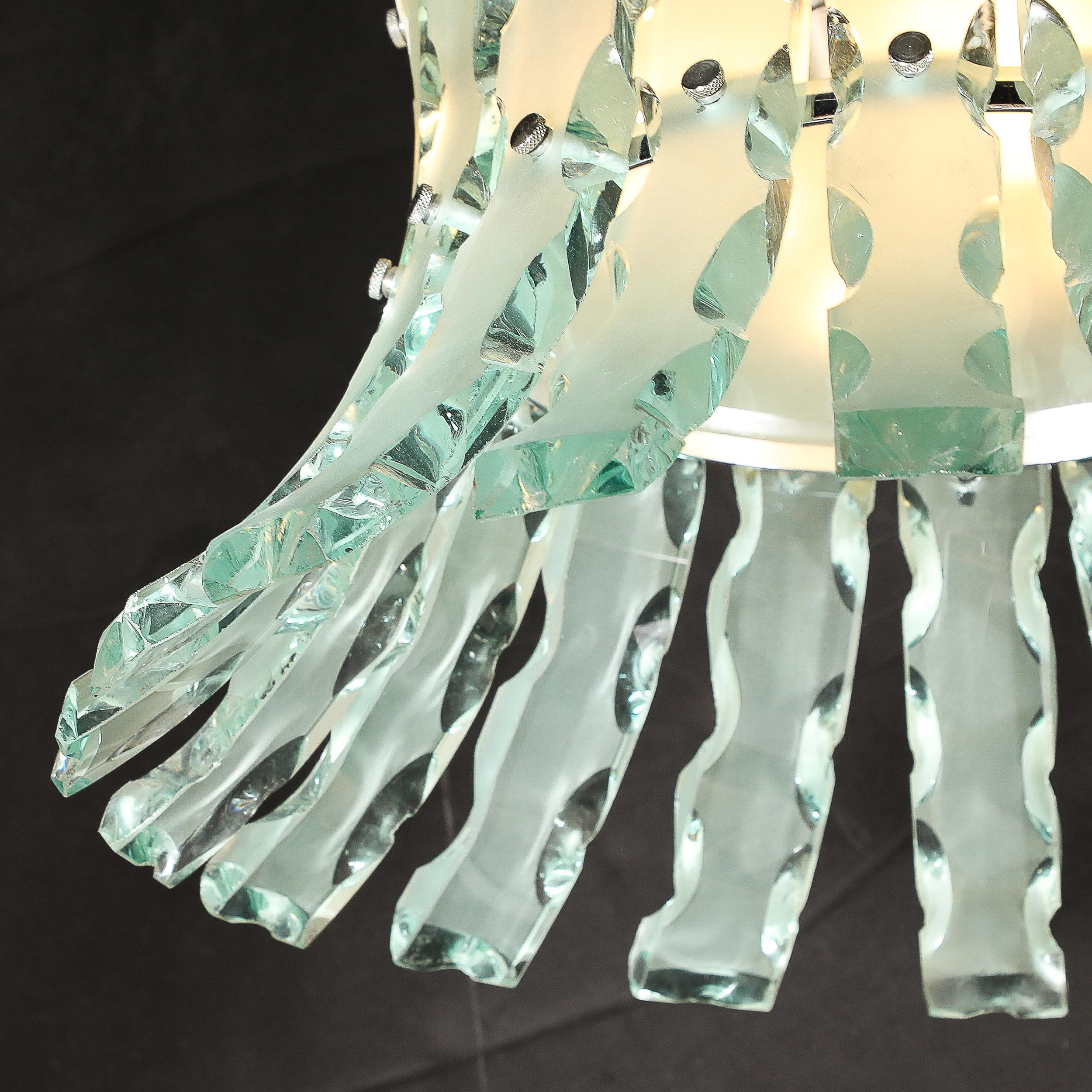 Mid-Century Scalloped  Glass Chandeliers by Quattro Zero for Fontana Arte 11