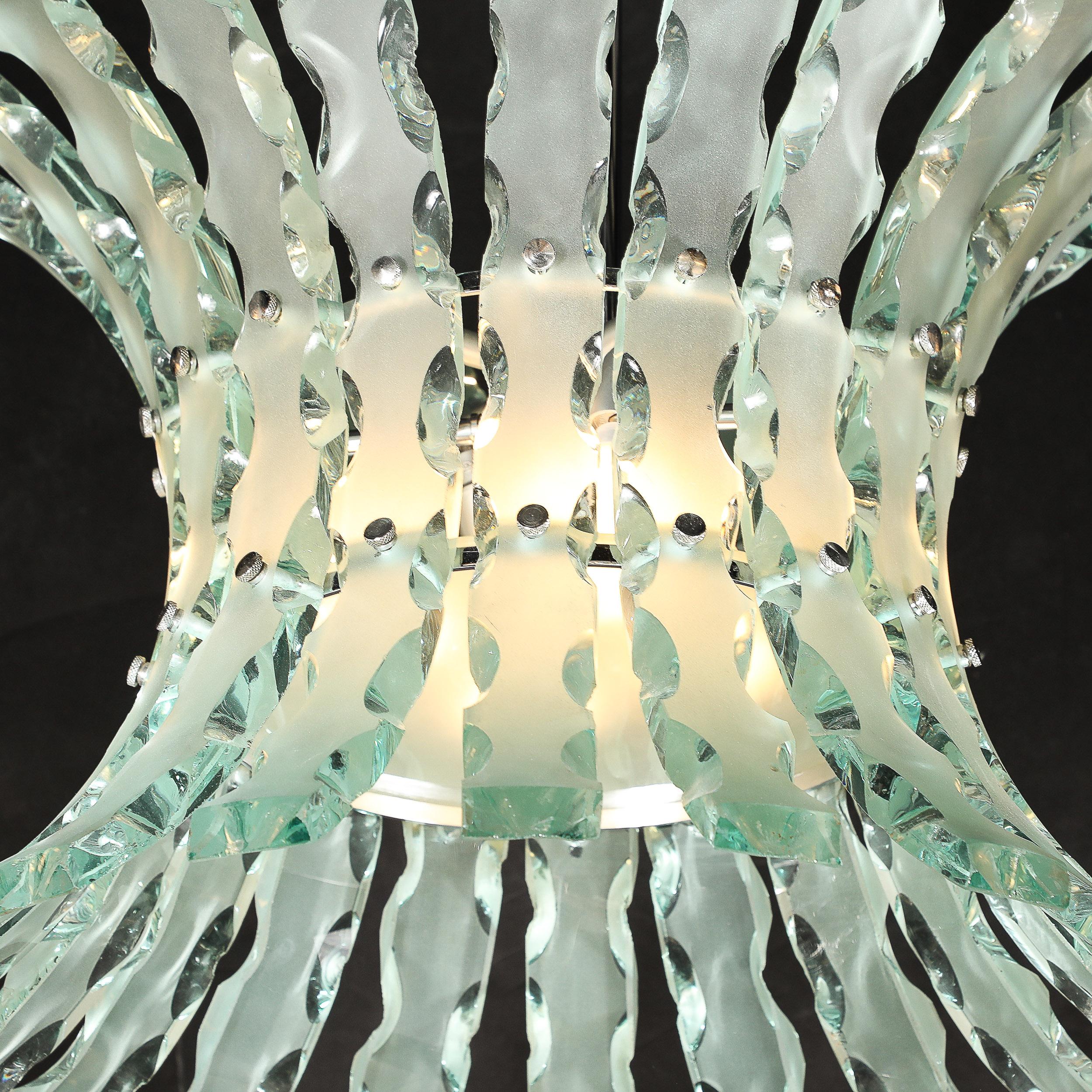 Mid-Century Scalloped  Glass Chandeliers by Quattro Zero for Fontana Arte 12