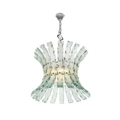 Mid-Century Scalloped  Glass Chandeliers by Quattro Zero for Fontana Arte